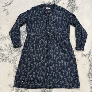 Brakeburn Floral Cotton Dress Womens 16 Blue Long Sleeve‎ Tie Waist Cottagecore